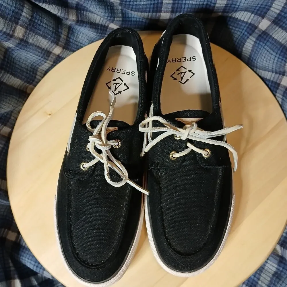 Sperry Men's Black Canvas Shoes Sz 11.5